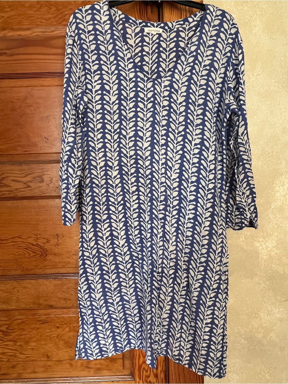 Sheer Lightweight Floral Leaf Print Resortwear Swimsuit Coverup Dress Size M
